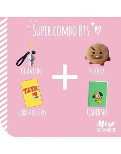 SUPER COMBO BTS BT21 ( Pelúcia+Chaveiro+Caderno+Adesivo)