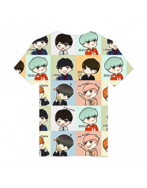 Camiseta BTS 3D Estampada Cartoon