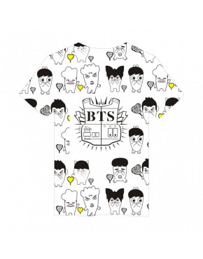 Camiseta BTS 3D Estampada Cartoon