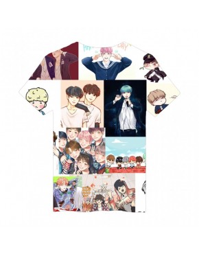 Camiseta BTS 3D Estampada Cartoon