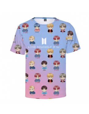 Camiseta BTS 3D Estampada Cartoon