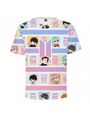 Camiseta BTS 3D Estampada Cartoon